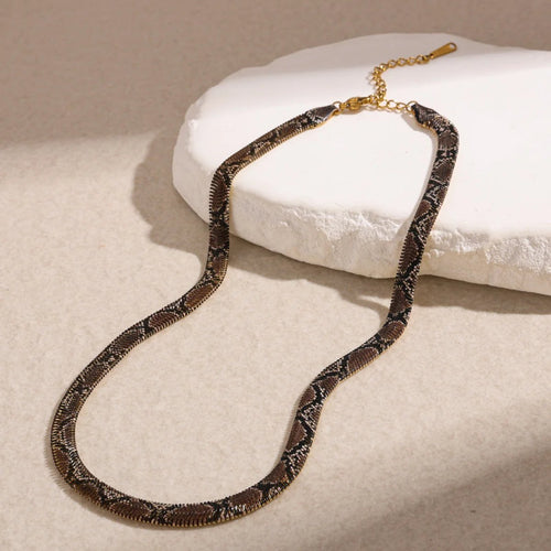 🐍 Serpent Statement Necklace – 18K Gold Plated Gothic Snake Pendant with Sparkling Crystals for Bold Elegance