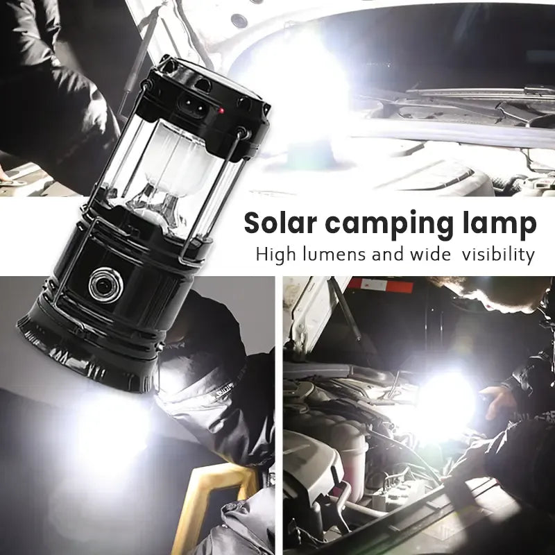 Foldable Compact LED Lanterns💡 - Durable, Waterproof, Solar-USB Rechargeable, Solar Powered, Brightness Adjustable, Heat/Freeze Ready, Batteries-Included Emergency Lights with Flashlight Mode
