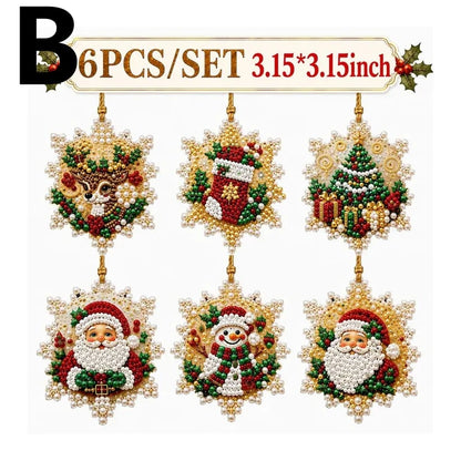 ⏳ Last Day 49% OFF – 🎄Beginner-Friendly Christmas Pearl & Gem Diamond Painting DIY Kit | 6 Festive Ornament Designs with Sparkling Pearls, Faceted Gems & 3D Layered Detail 💕