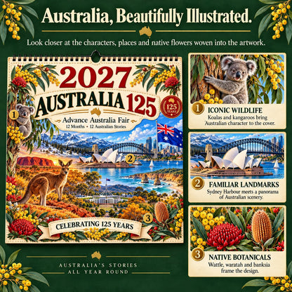 🔥🦘2027 Australia 125th Anniversary Wall Calendar 🐨