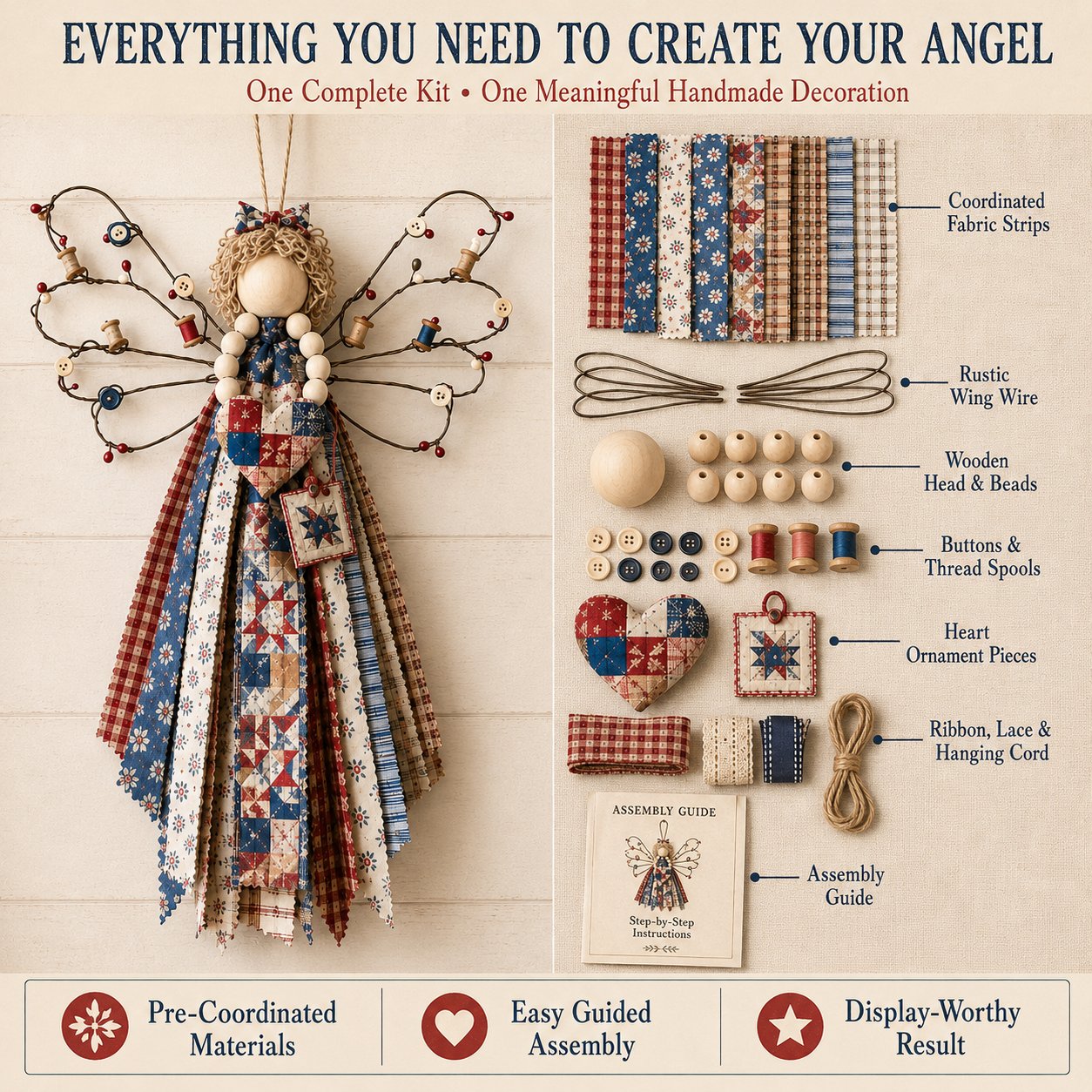 Angel Fabric Hanging DIY Kit - Stitch a Little Blessing That Stays Forever