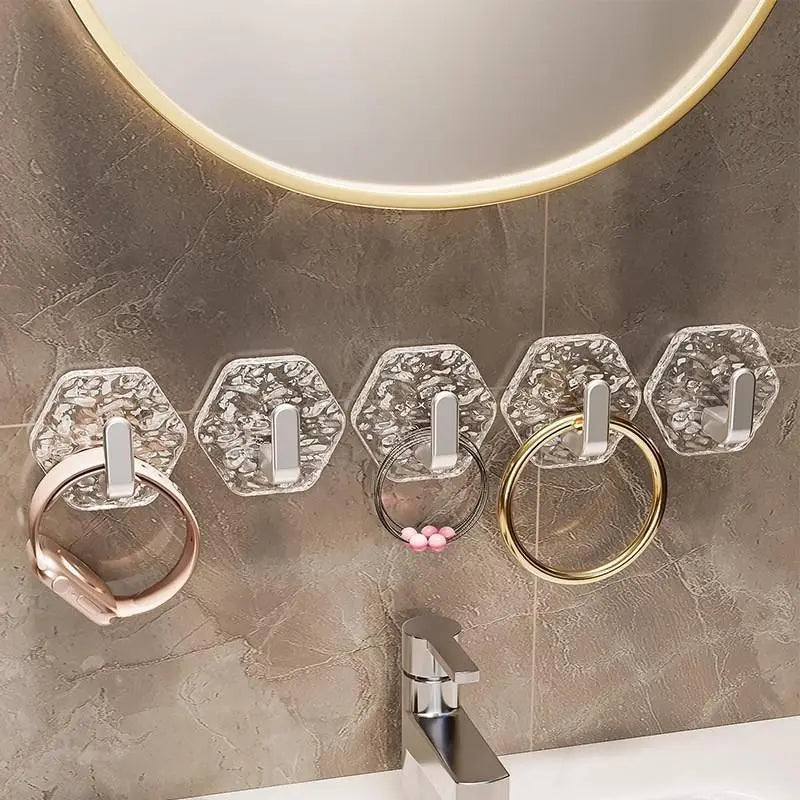 AA Self-Adhesive Hooks 10 Pack, Hex Ripple Heavy Duty Hooks 🚿