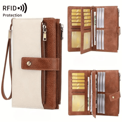 🔥Last Day 49% OFF🔥RFID Blocking Women's Long Wallet: Stylish Solid Leather Clutch (Large Capacity)👛
