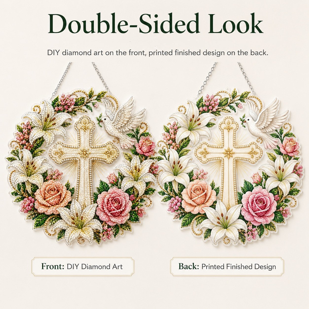 Cross & Peace Dove DIY Diamond Art Hanging Ornament