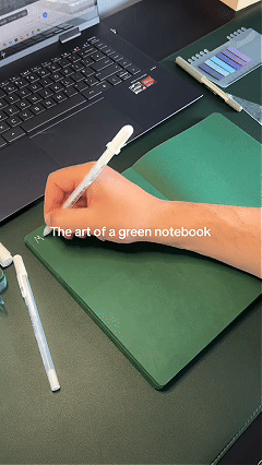 💚 Deep Green Blank Notebook with White Gel Pen | Aesthetic Writing & Sketch Journal