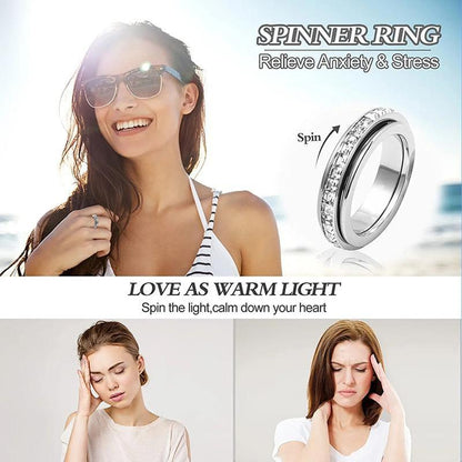💍Rotating Crystal Ring, Relieves Anxiety, Symbolizes Vows & Luck, Waterproof & Fade-Resistant