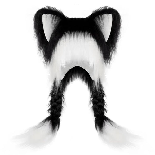 💖 Soft Furry Animal Ear Hat with Braids