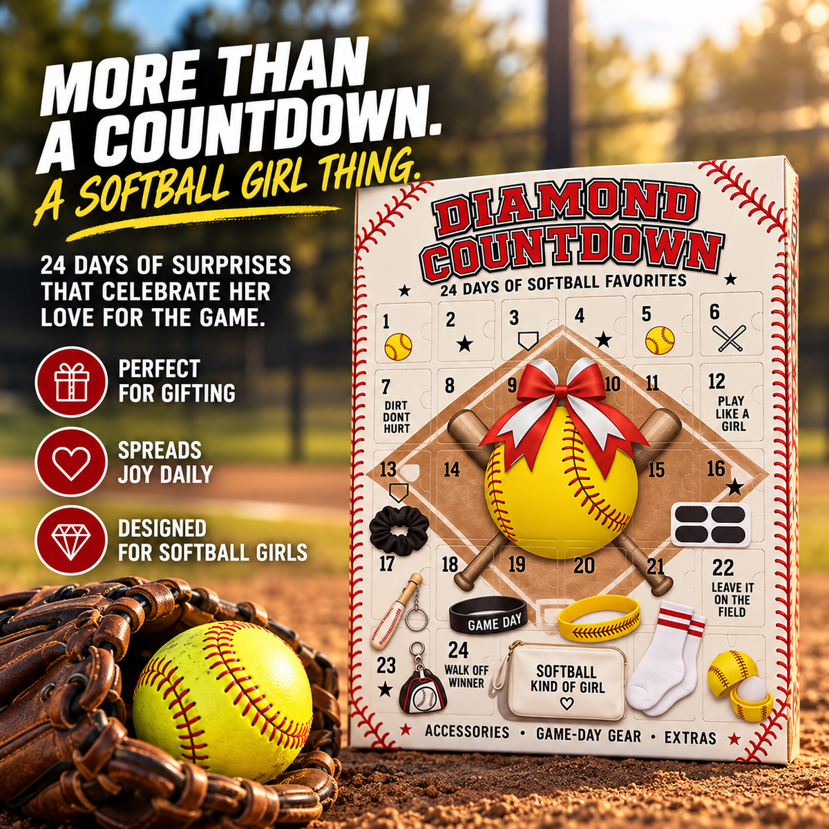 🥎 Softball GirLs Advent Calendar – 24 Days of Christmas Surprises