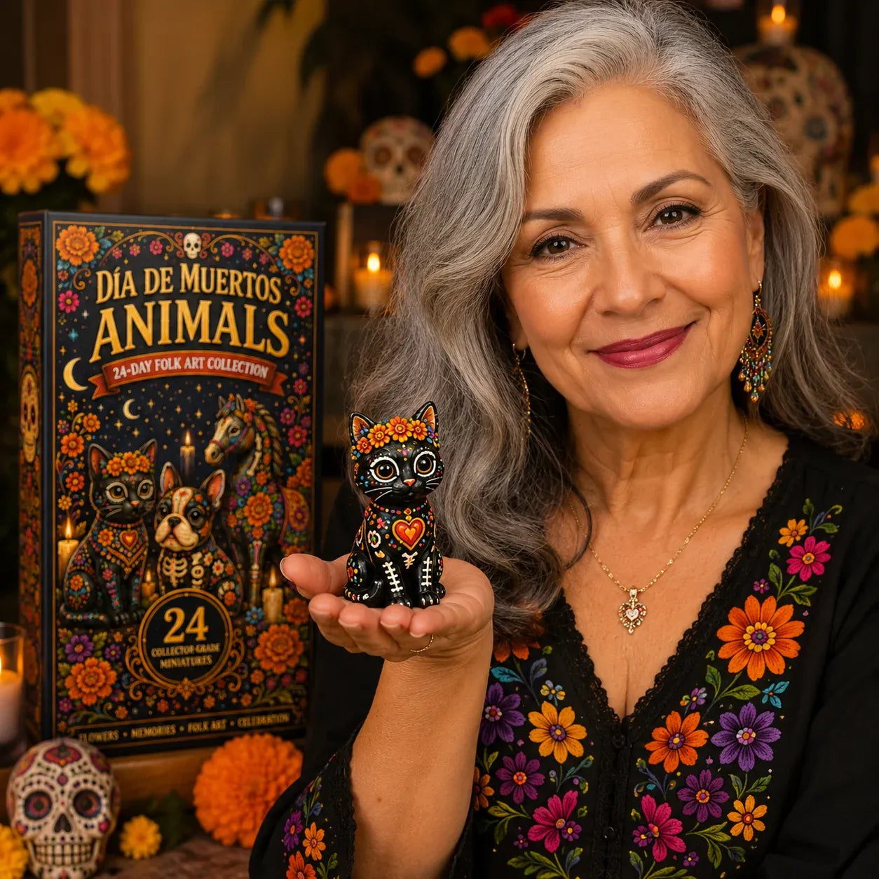 Día de Muertos Animals Advent Calendar 2026 – 24-Day Folk Art Animal Figurine Collection | 24 Unique Collector-Grade Miniatures