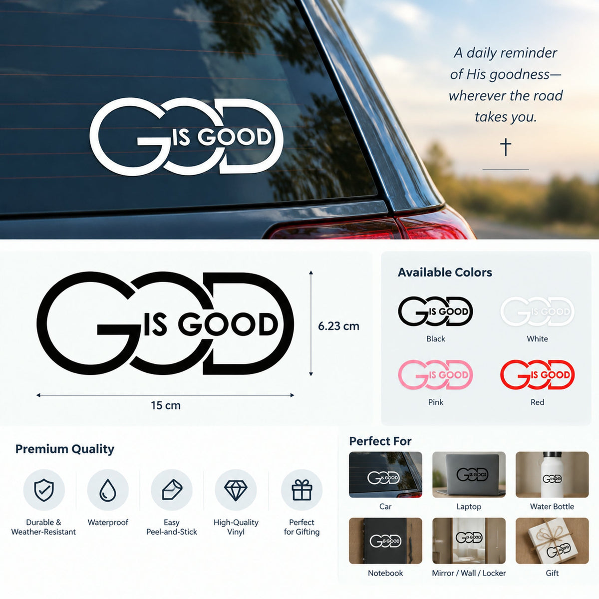 🙏 “God Is Good” Christian Decal Sticker | 4 Color Options