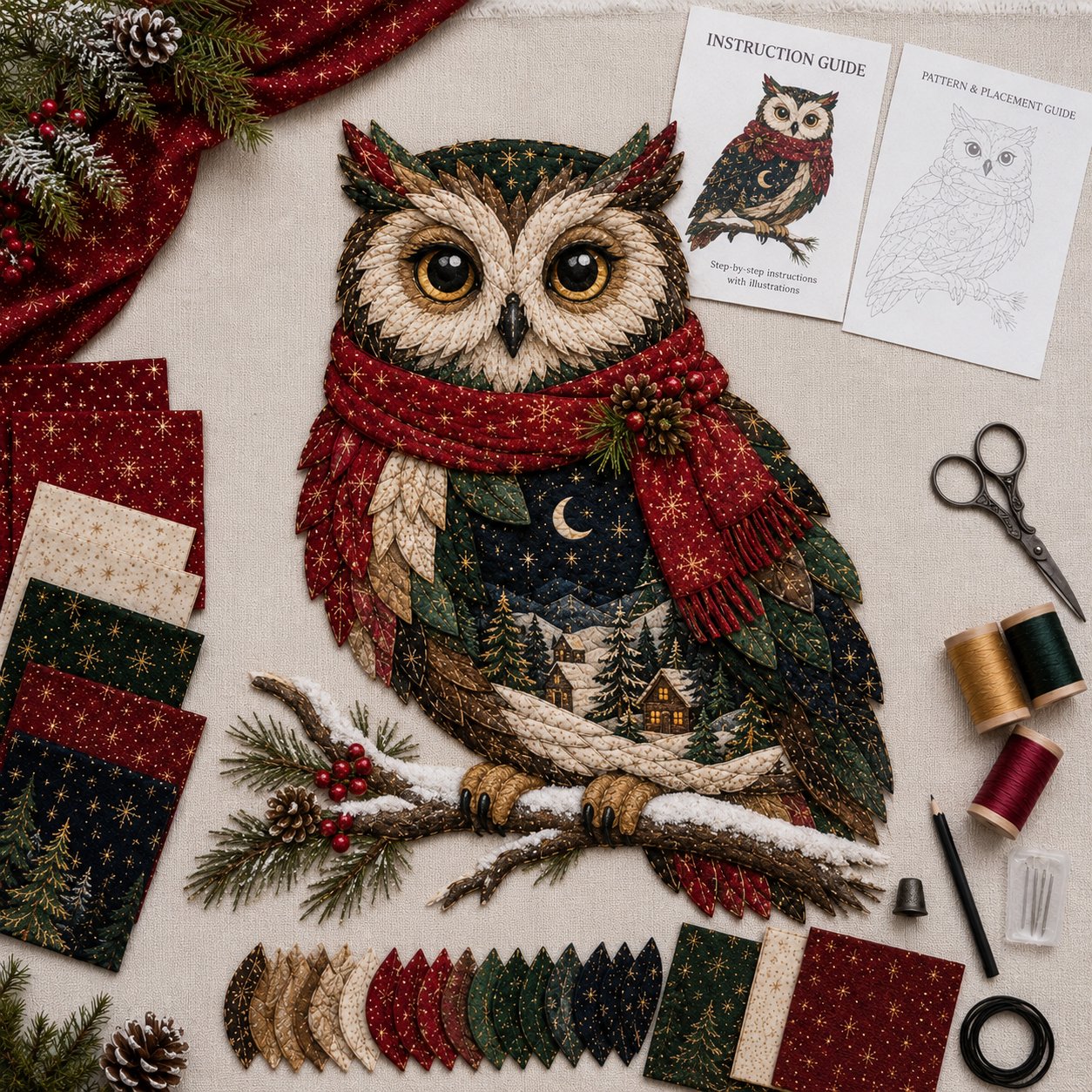 🔥LAST DAY 49% OFF - 🎄🎅Christmas Woodland Wildlife DIY Patchwork Kit – ✨Create a Festive Handmade Keepsake