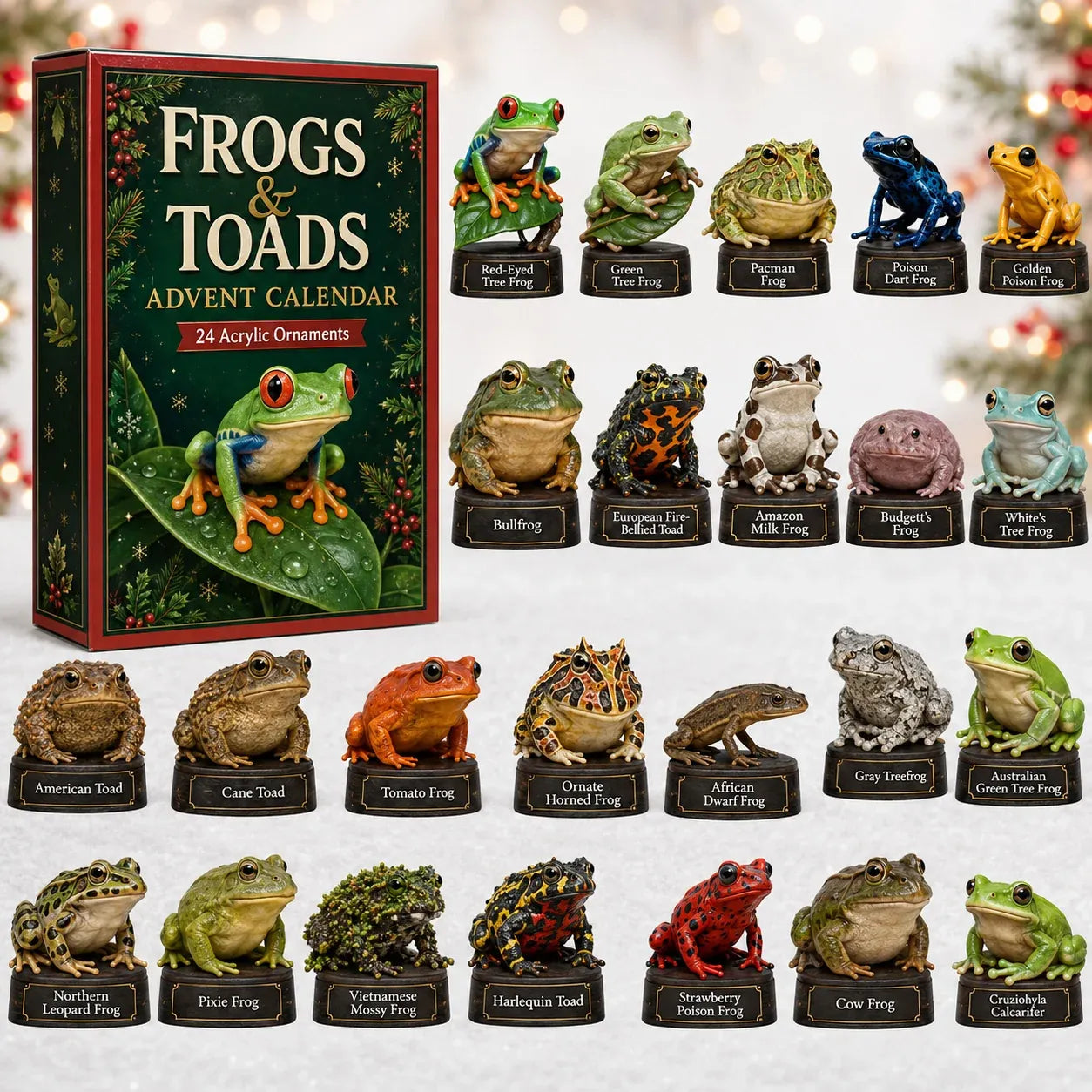 CHRISTMAS KICKOFF 40% OFF - Frogs & Toads Advent Calendar 2026 - 24-Day Festive Countdown, Acrylic Charms Blind Box - Gift For Frogs Lovers