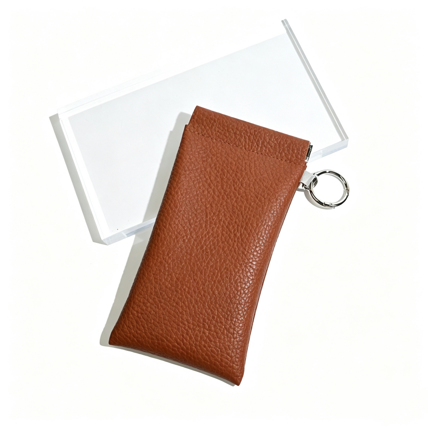 Soft PU Leather Sunglasses Pouch Elastic Opening Eyeglasses Bag