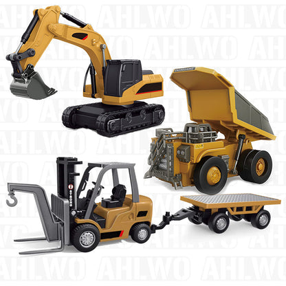 RC Construction Vehicle Toy Set with Excavator, Dump Truck, Forklift & Bulldozer