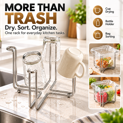 ✨ The Ultimate Foldable 304 Stainless Steel Trash Bag Holder