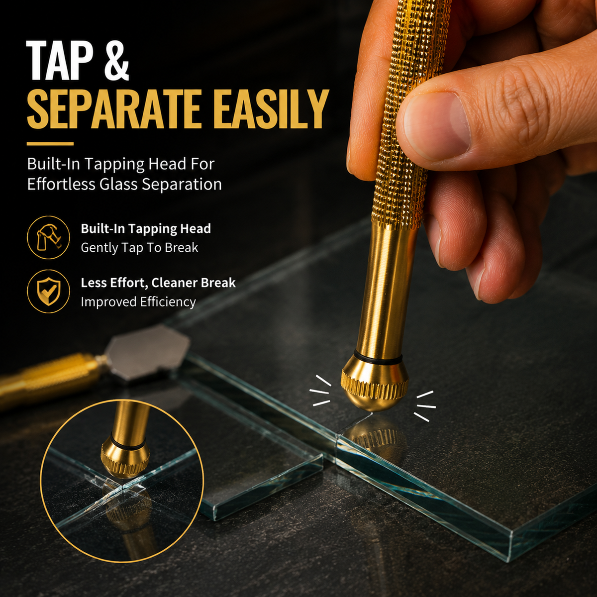 🛠️ Precision Brass Glass Cutter Tool with Tapping Head and Anti Slip Grip ✨