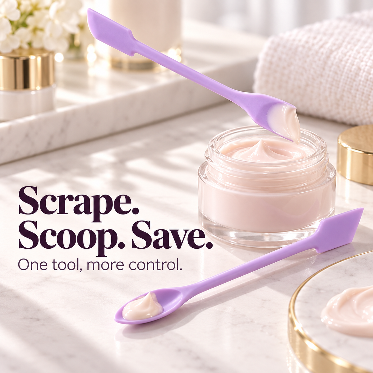 🧴 Slim Silicone Bottle Scraper & Spatula Set – Dual-Ended Cosmetic Jar Scooper ✨