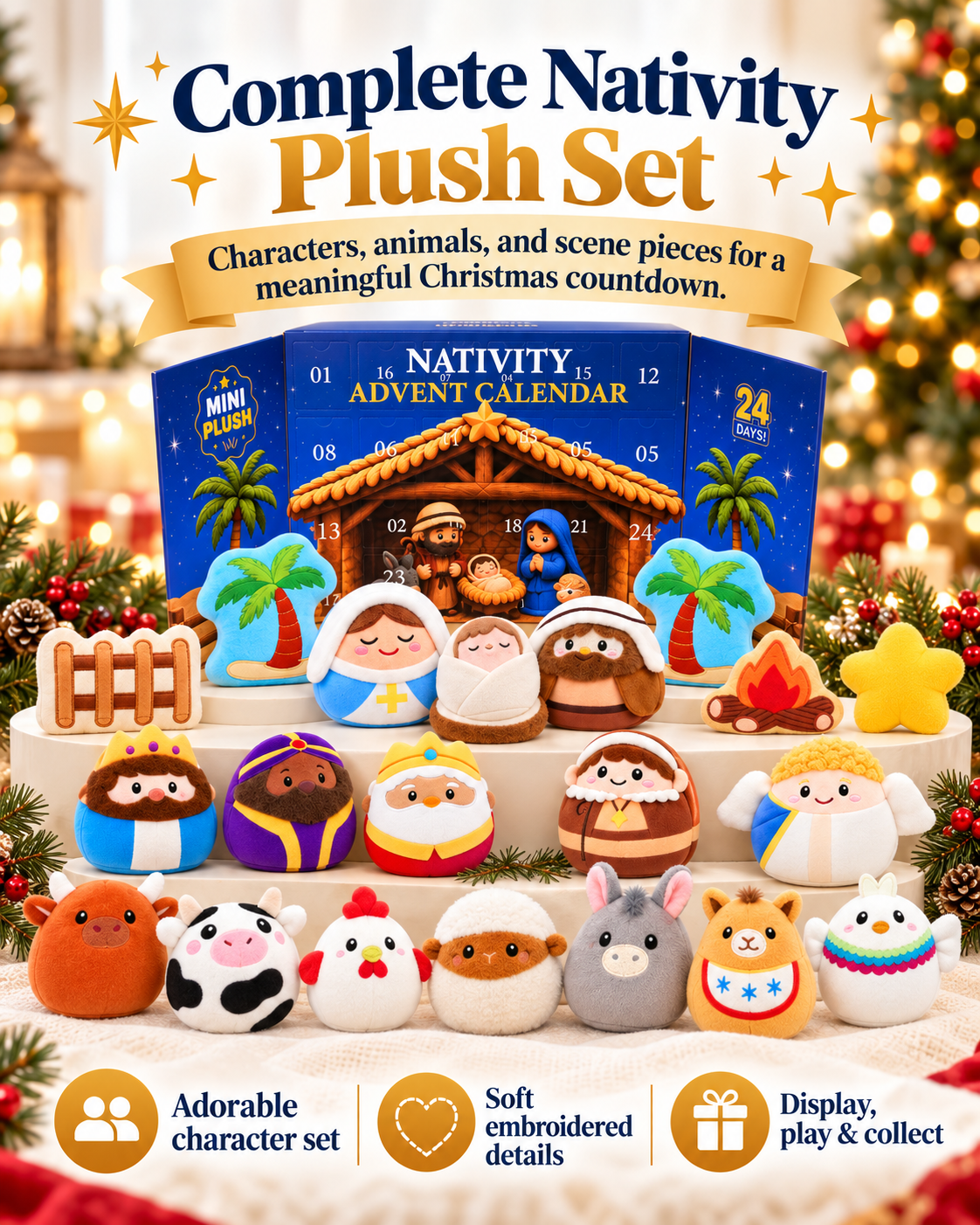 Nativity Christmas advent plush characters