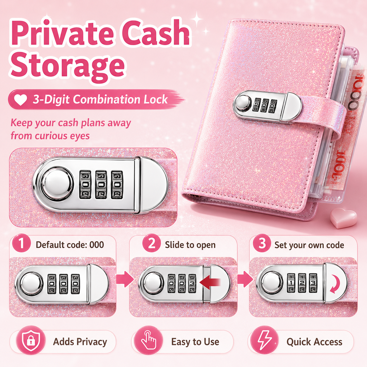 🔐 Lockable Cash Savings Binder with 100 Pages 💰
