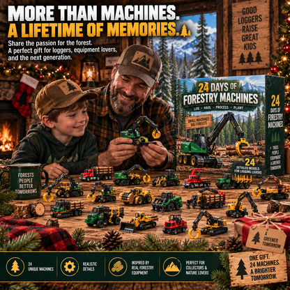 🌲 24 Days of Forestry Machines Advent Calendar – 24 Realistic Logging Equipment Collectibles, Christmas Gift for Loggers & Machinery Lovers