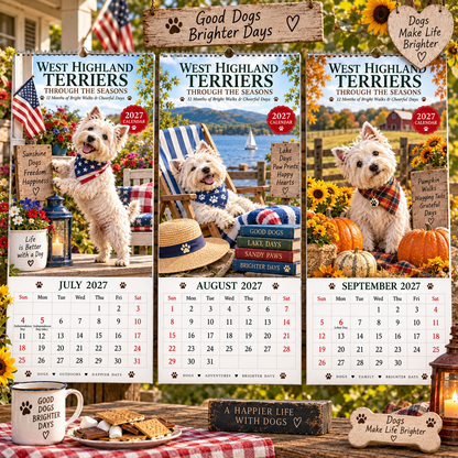 ✨🌲2027 West Highland Terriers Through The Seasons Calendar🐶