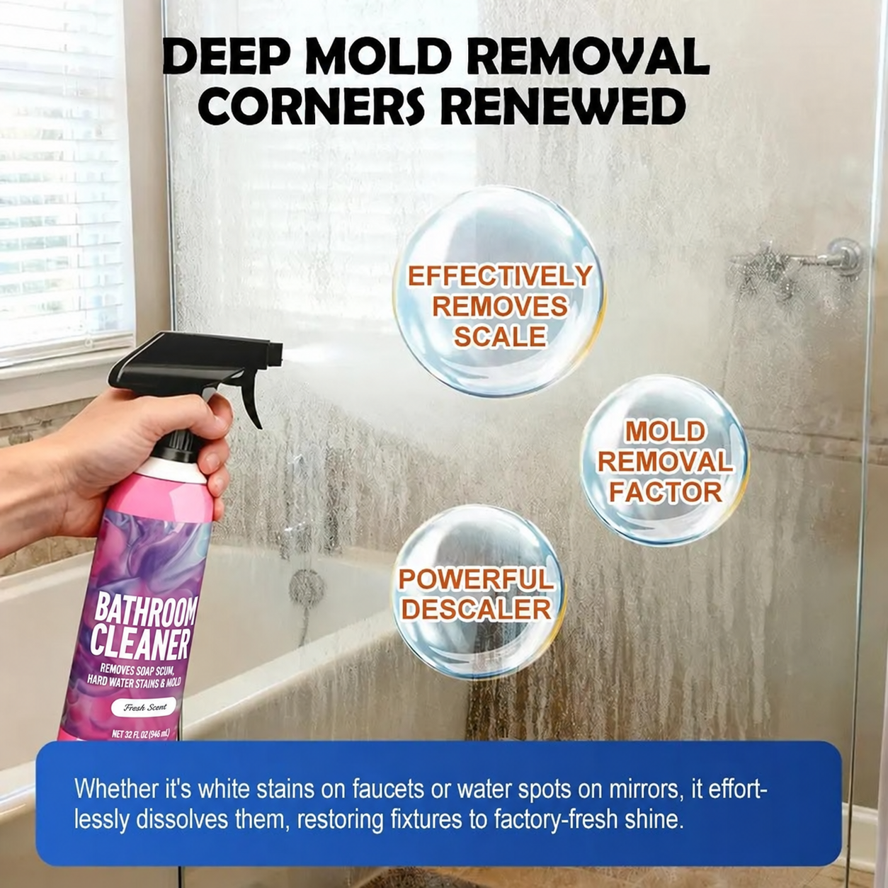 🔥Bathroom Cleaner – Dissolves Limescale & Mold, Inhibits Regrowth. Sparkling Bathroom – Grab Yours! ✅