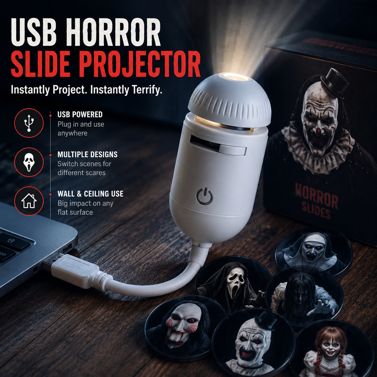 Horror Slide Projector | Halloween Wall Decor