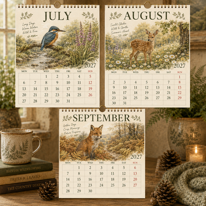 2027 British Woodland Calendar｜A4 Hanging Calendar