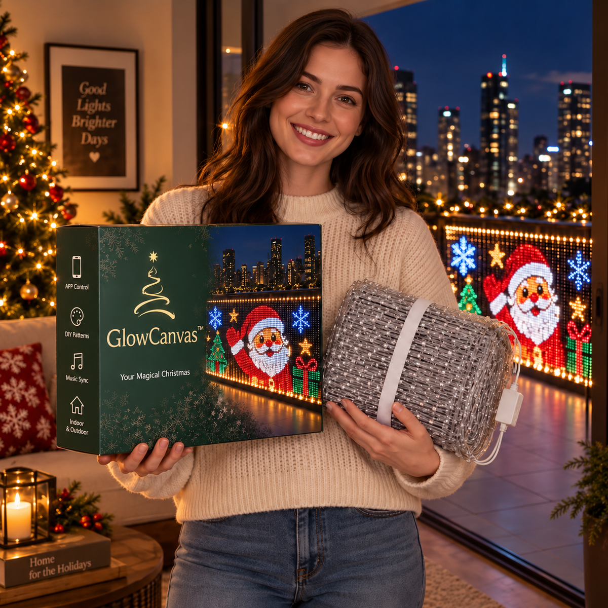 🎅💡GlowCanvas™ Smart Christmas Curtain Lights – App-Controlled DIY Animated LED Display
