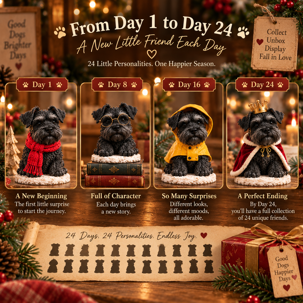 🐾 24 Days of Black Miniature Schnauzers — 24 Little Personalities