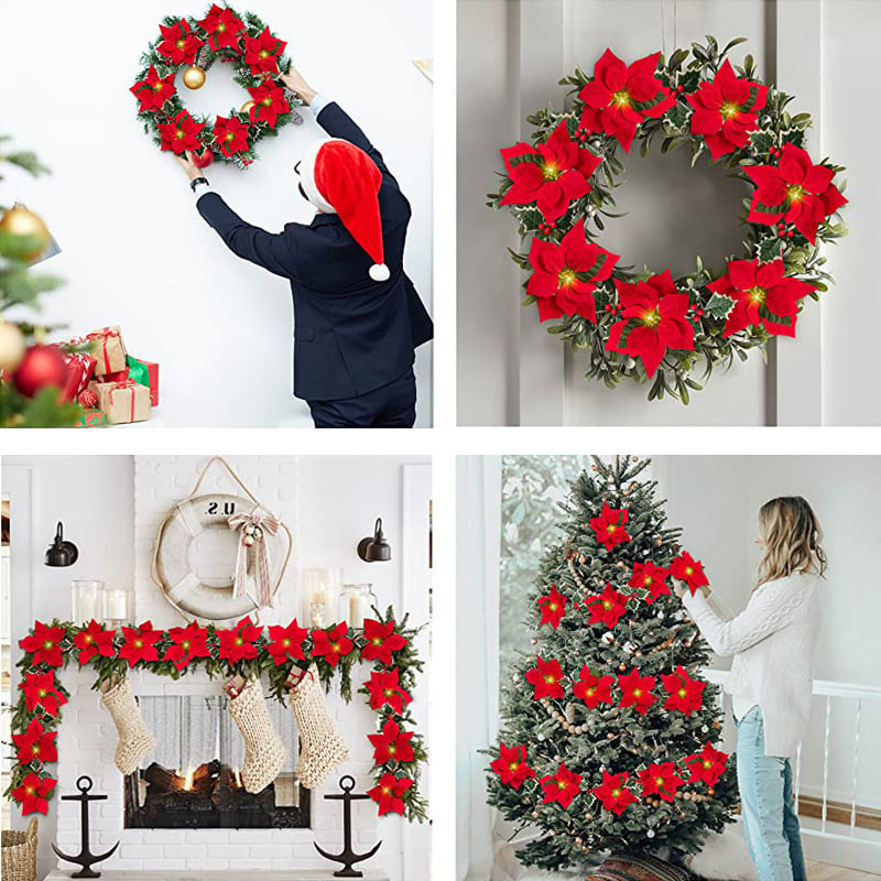 🎄 Christmas Poinsettia LED Garland String Lights