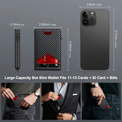 💳 Men's RFID Minimalist Pop-Up Wallet – ID Window & Money Clip