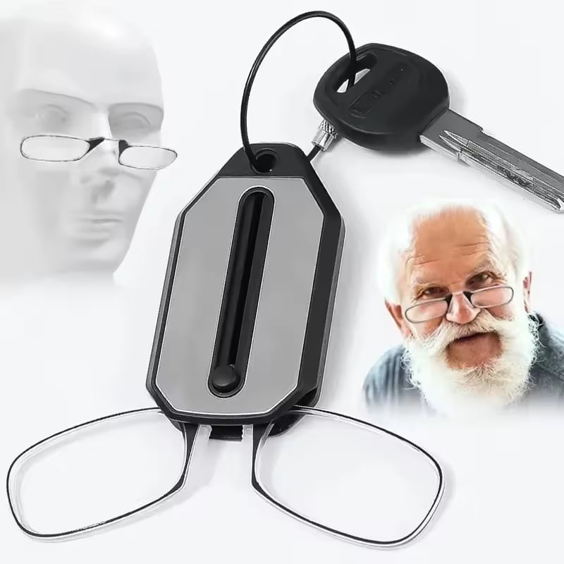 Retractable Nose-Clip Reading Glasses Keychain
