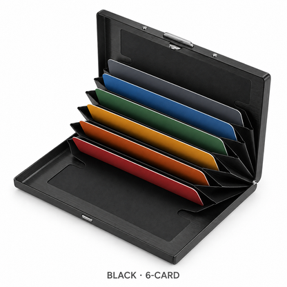 RFID Blocking Stainless Steel Card Wallet – Slim Pop-Up Accordion Card Holder with Cash Slot