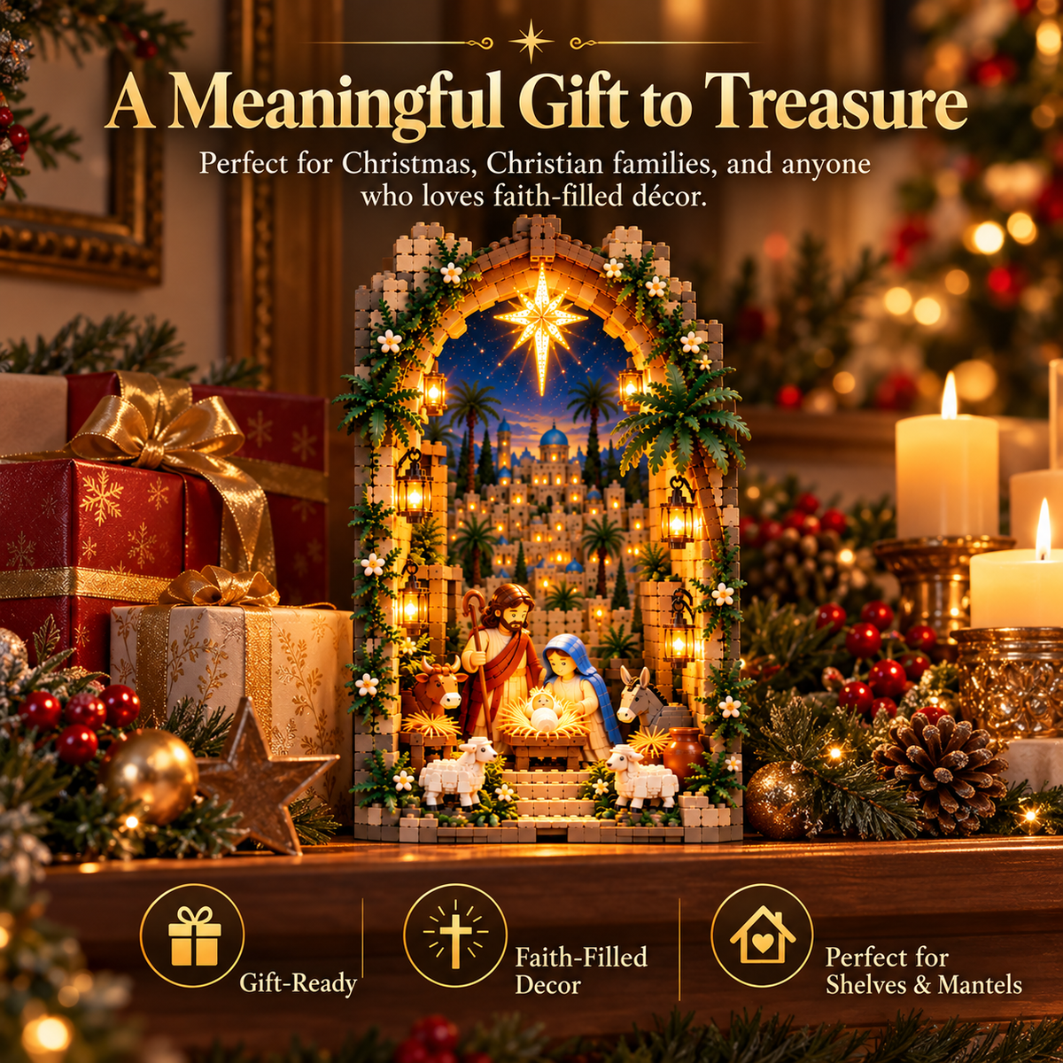 🌟📚 Bethlehem Nativity Book Nook – Lighted Christmas Faith Display