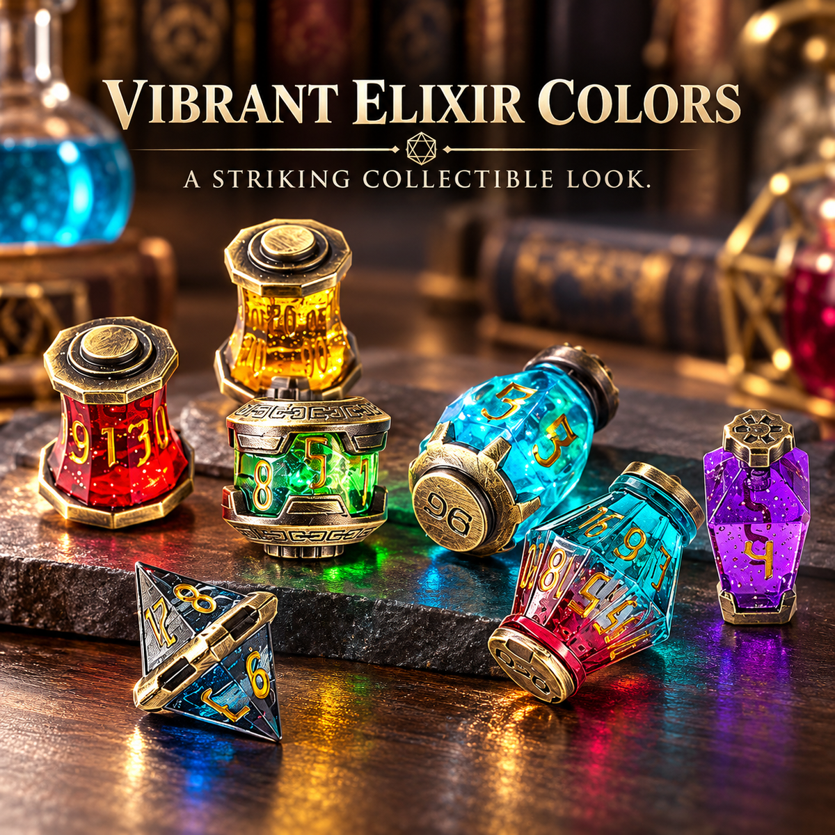 🎲2026 DND Dice Set Alchemist’s Metallic Elixir Metal Dice Set