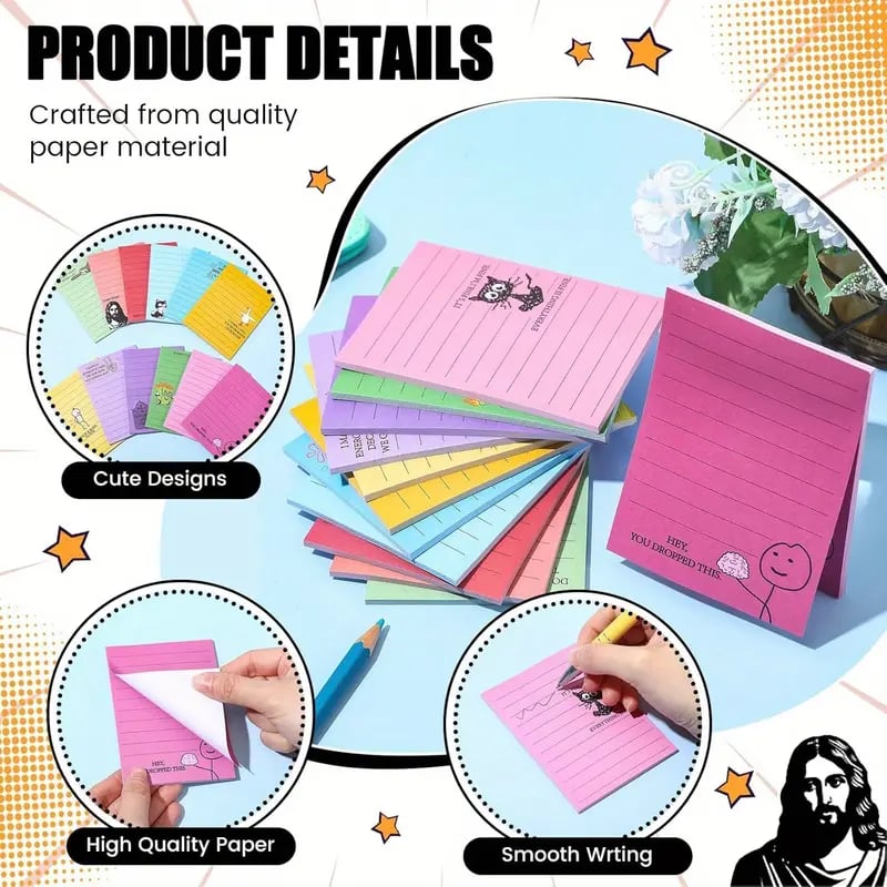 💼😂 12-Pack Sarcastic Office Sticky Notes – Funny Coworker Memo Pads & Hilarious Desk Gifts