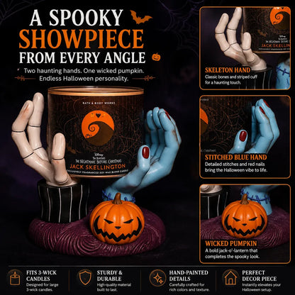 🎃 Spooky Hand Candle Holder – Gothic Halloween Pumpkin Display