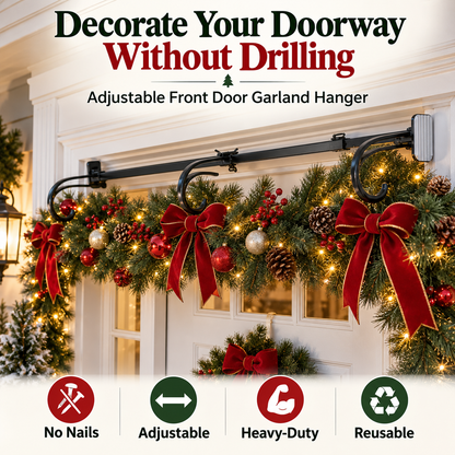 🎄Front Door Garland Hanger – Adjustable, Heavy-Duty Cast Iron Decor Holder