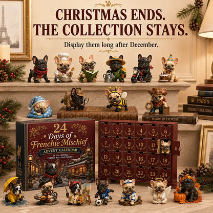 ⏳ Last Day 49% OFF – 🐶 24 Days of Frenchie Mischief Advent Calendar – Collectible French Bulldog Figurines 🎁