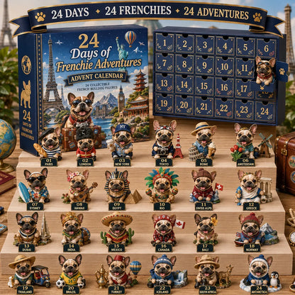 ⏳ Last Day 49% OFF – 🐶 24 Days of Frenchie Mischief Advent Calendar – Collectible French Bulldog Figurines 🎁