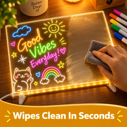 ✨ Reusable Acrylic LED Message Board – Light-Up Writing & Drawing Display