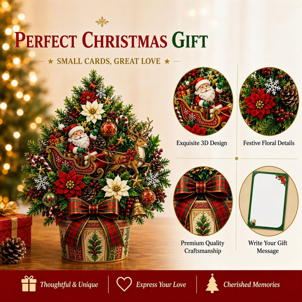 🌲 Pop-Up 3D Christmas Tree Card ✨ Turns Into Freestanding Festive Table Decor