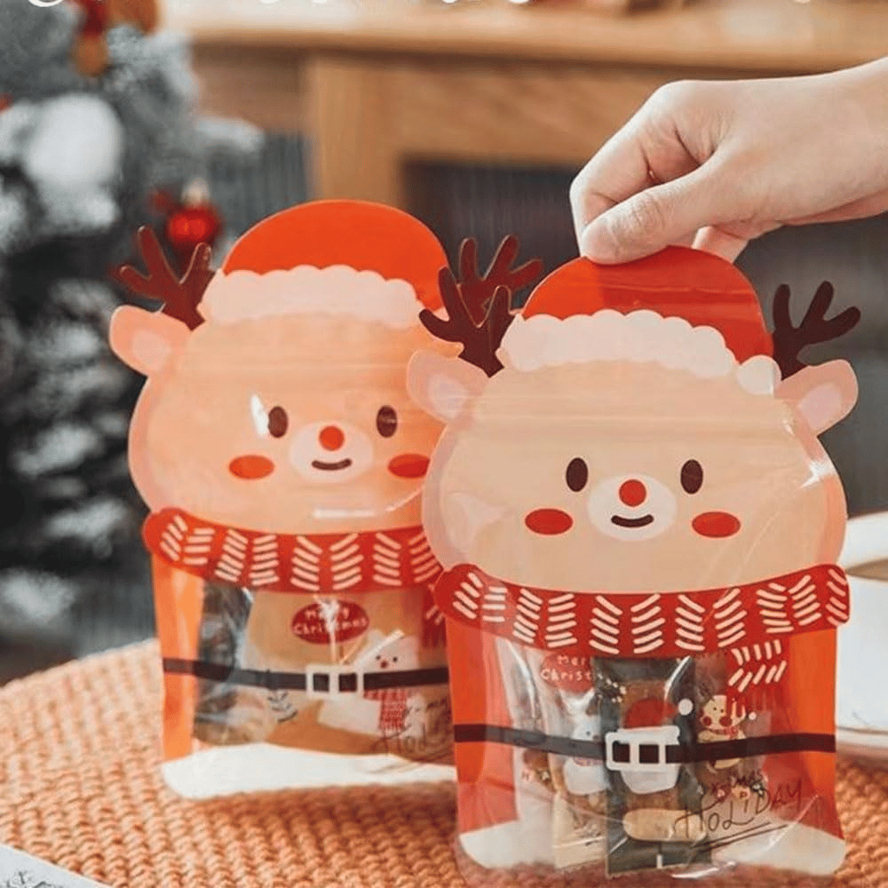 🎄Christmas Treat Bags, Kids Xmas Sealable Bags With Handle 10 PCS❄️
