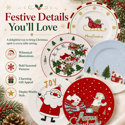 🎄Merry & Bright Christmas Plate Collection🎁🍽️ – Festive Holiday Serving Plates