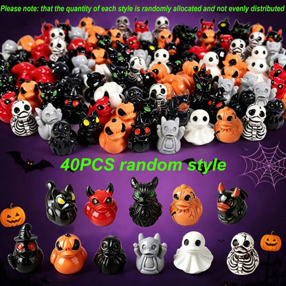 Mini Devil Ghost Skull Resin Ducks – Cute Spooky Halloween & Christmas Desktop Decor