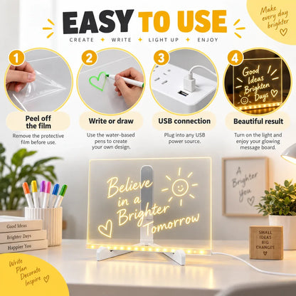 ✨ Reusable Acrylic LED Message Board – Light-Up Writing & Drawing Display
