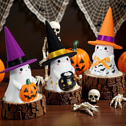 Whimsical Light-Up Halloween Ghost Trio