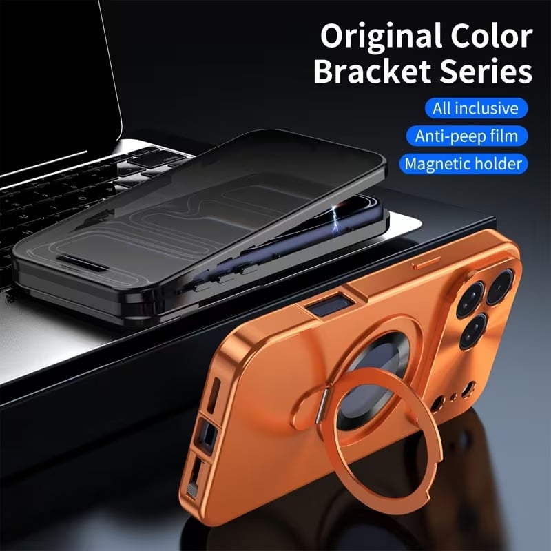 Privacy Screen & Magnetic Phone Case for iPhone with Stand Ring Holder