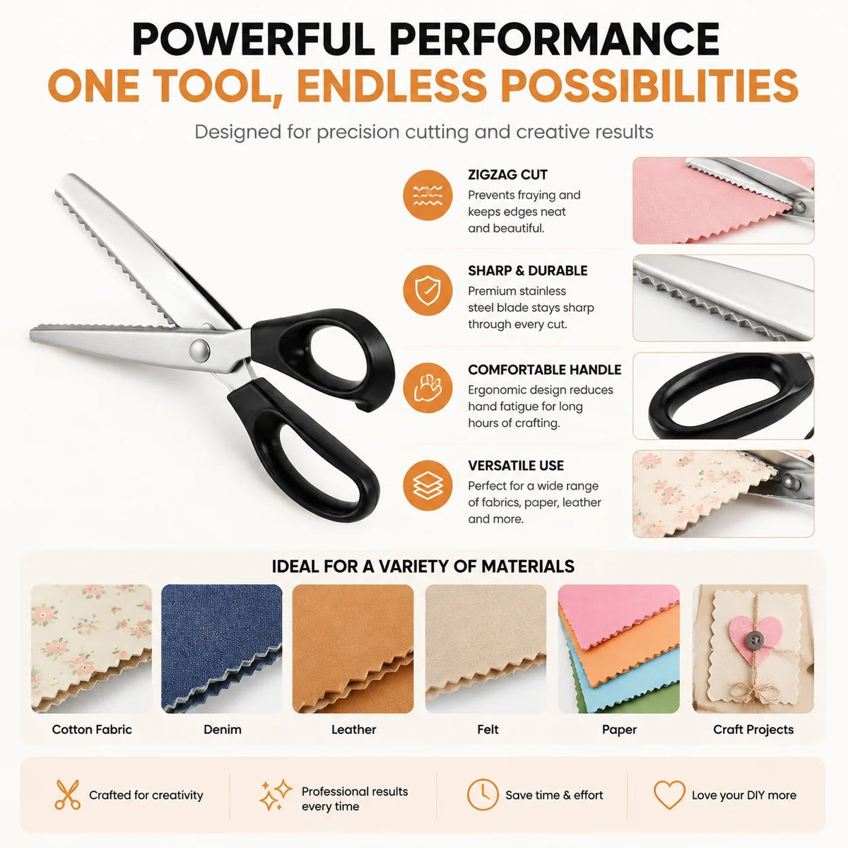 ✂️Professional Pinking Shears – Stainless Steel Zigzag Fabric Cutting Scissors✨🧵